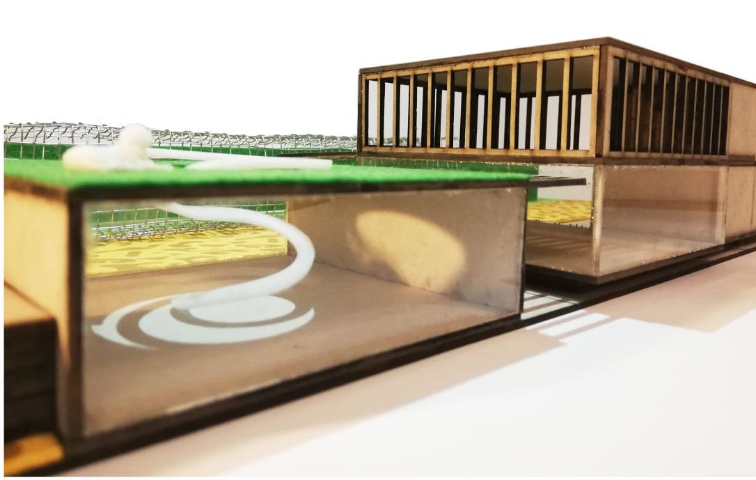 Model photo: modules in wood and glass