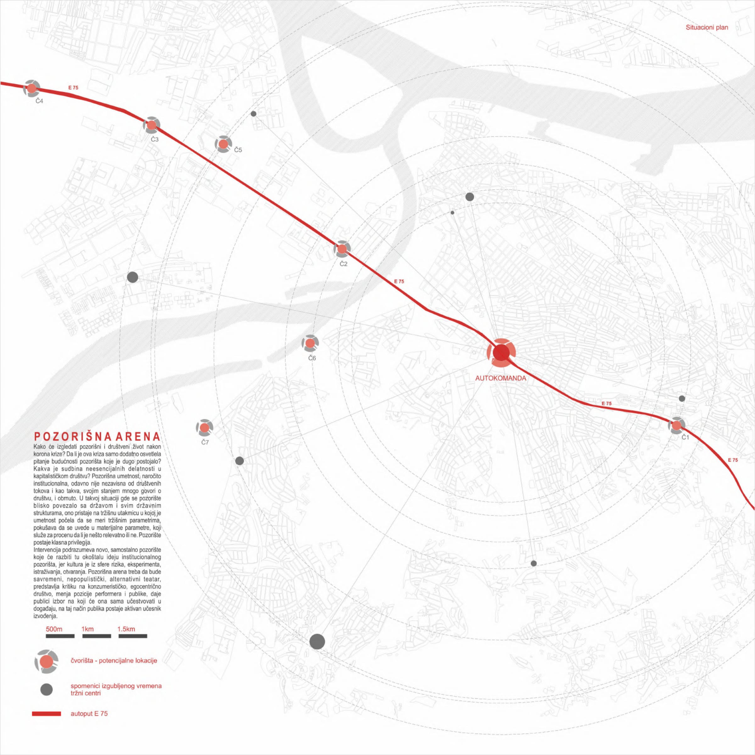 Site map with the route in red
