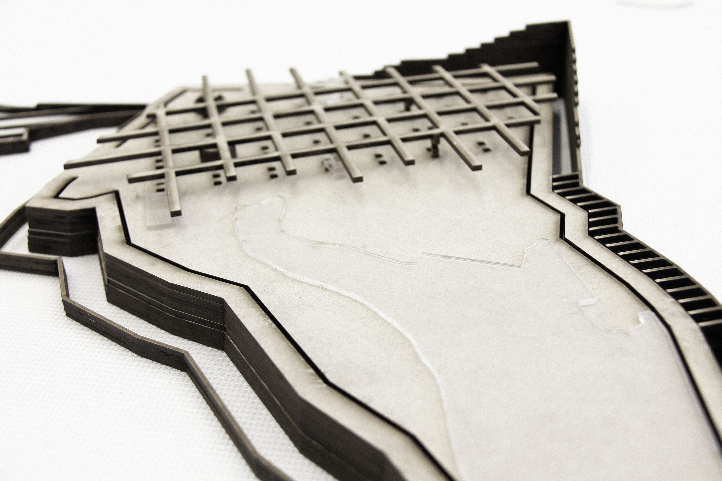 Physical model: the grid over the terrain
