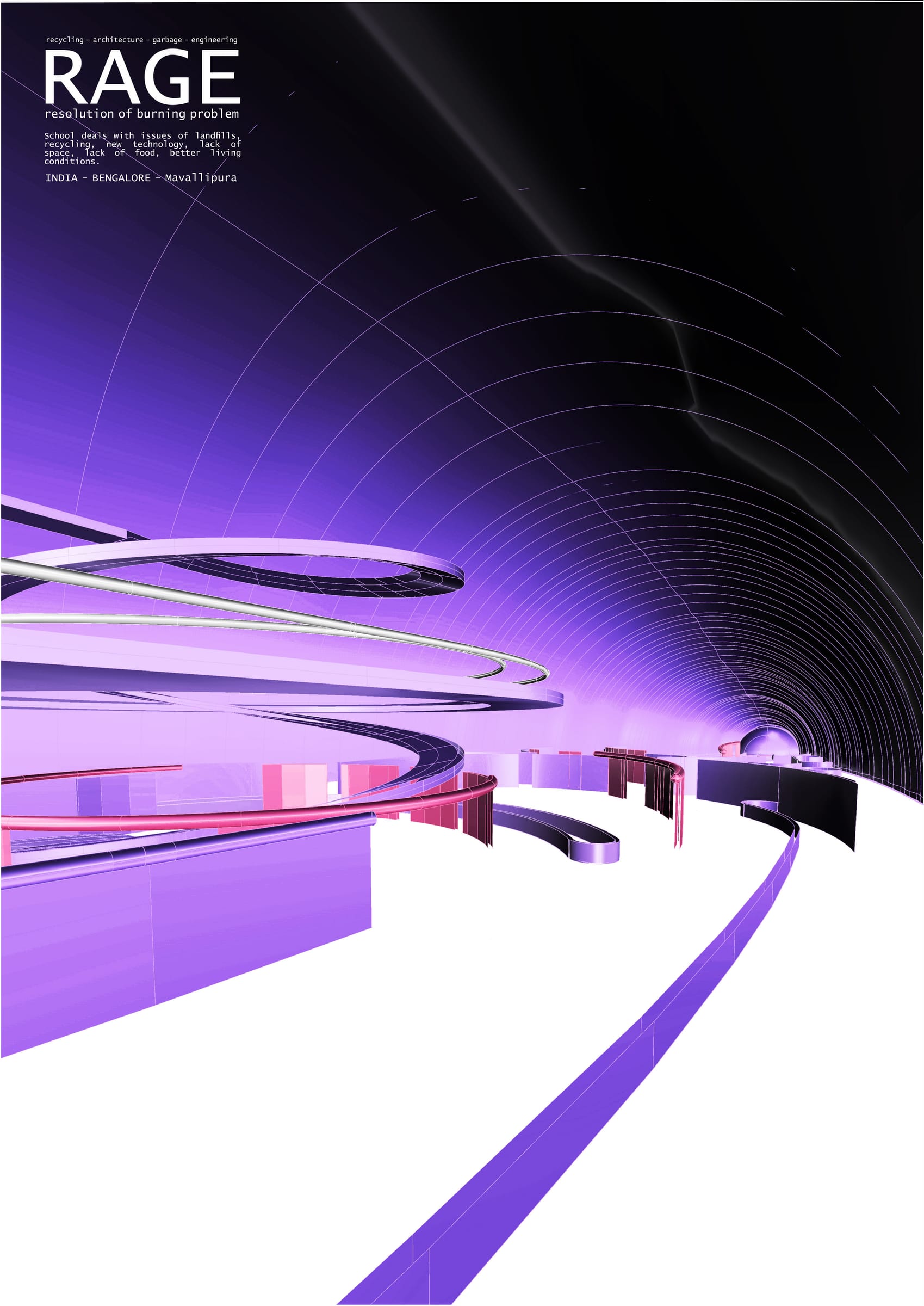 Render: a violet tunnel of the school