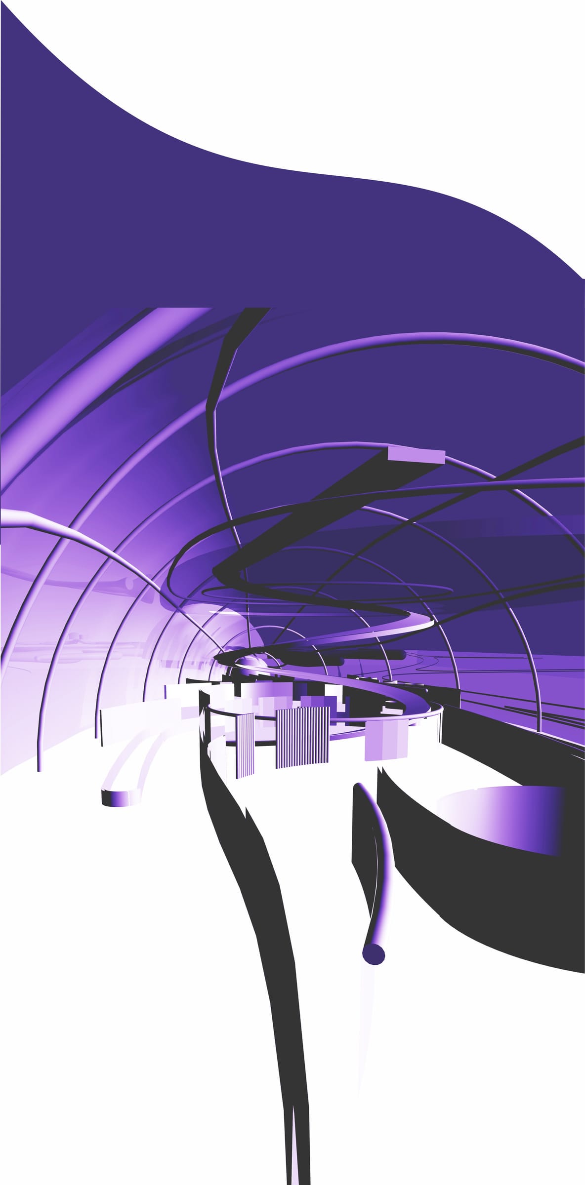 Render: a violet wall rising from the ground