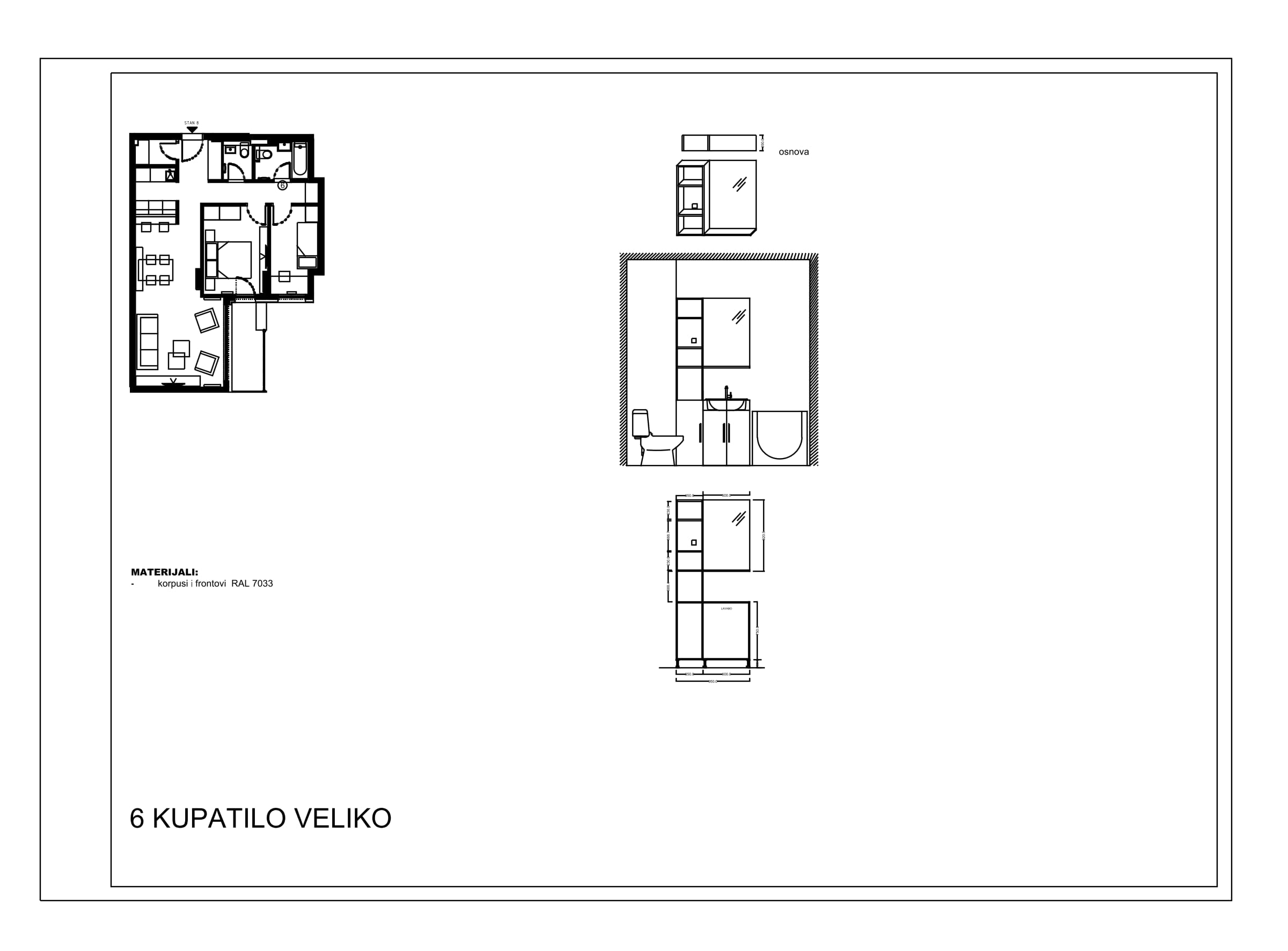First apartment: large bathroom