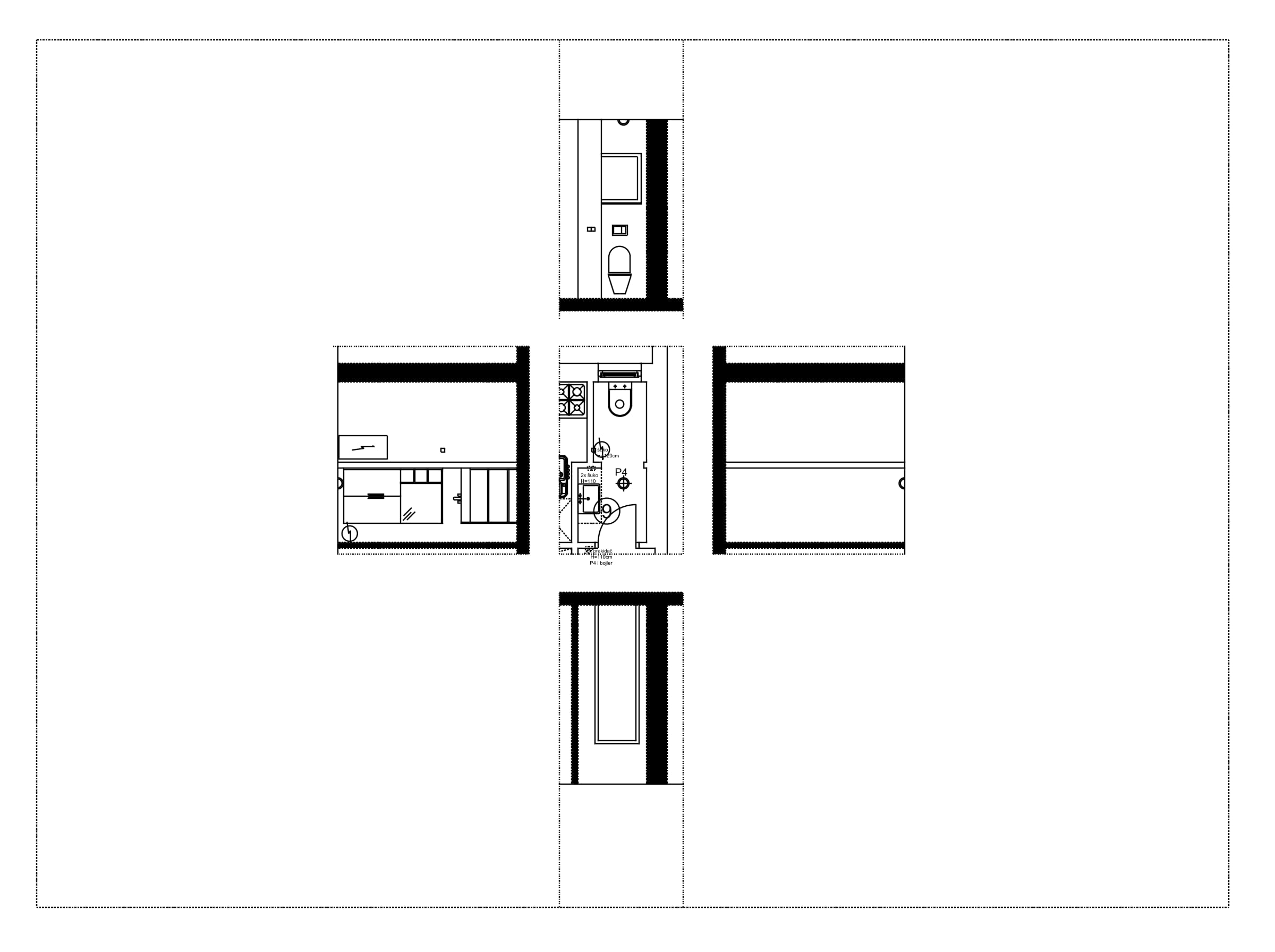 Second apartment: unfolded wall elevations of a room