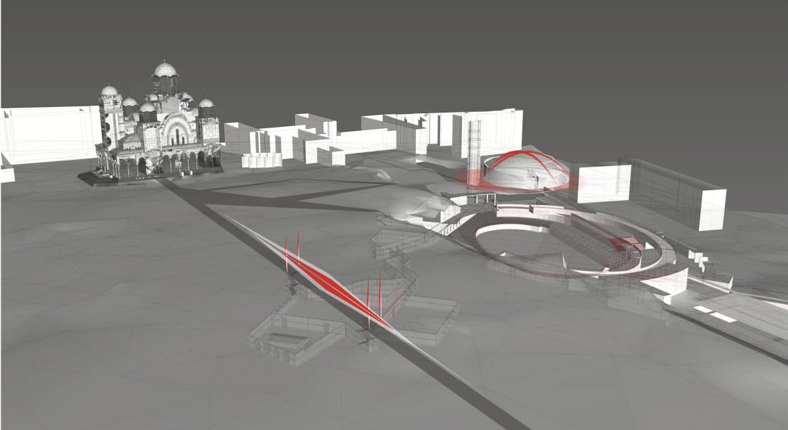 Site model of Tašmajdan with the church