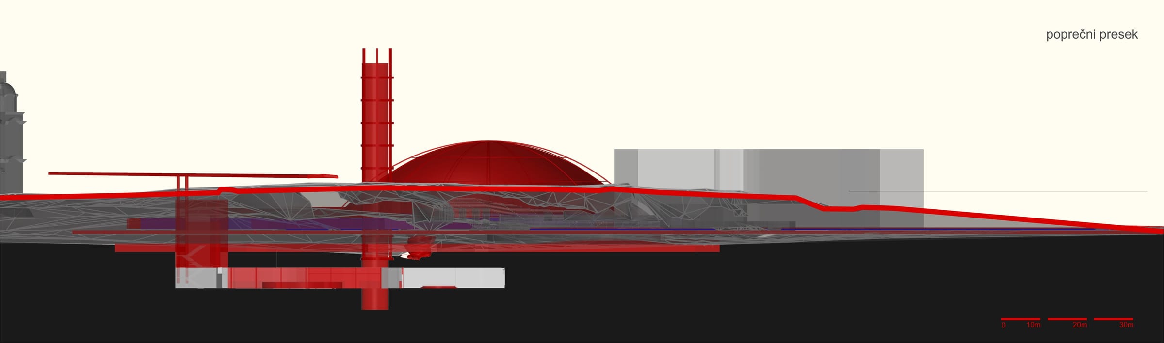 Section through the lagums in red