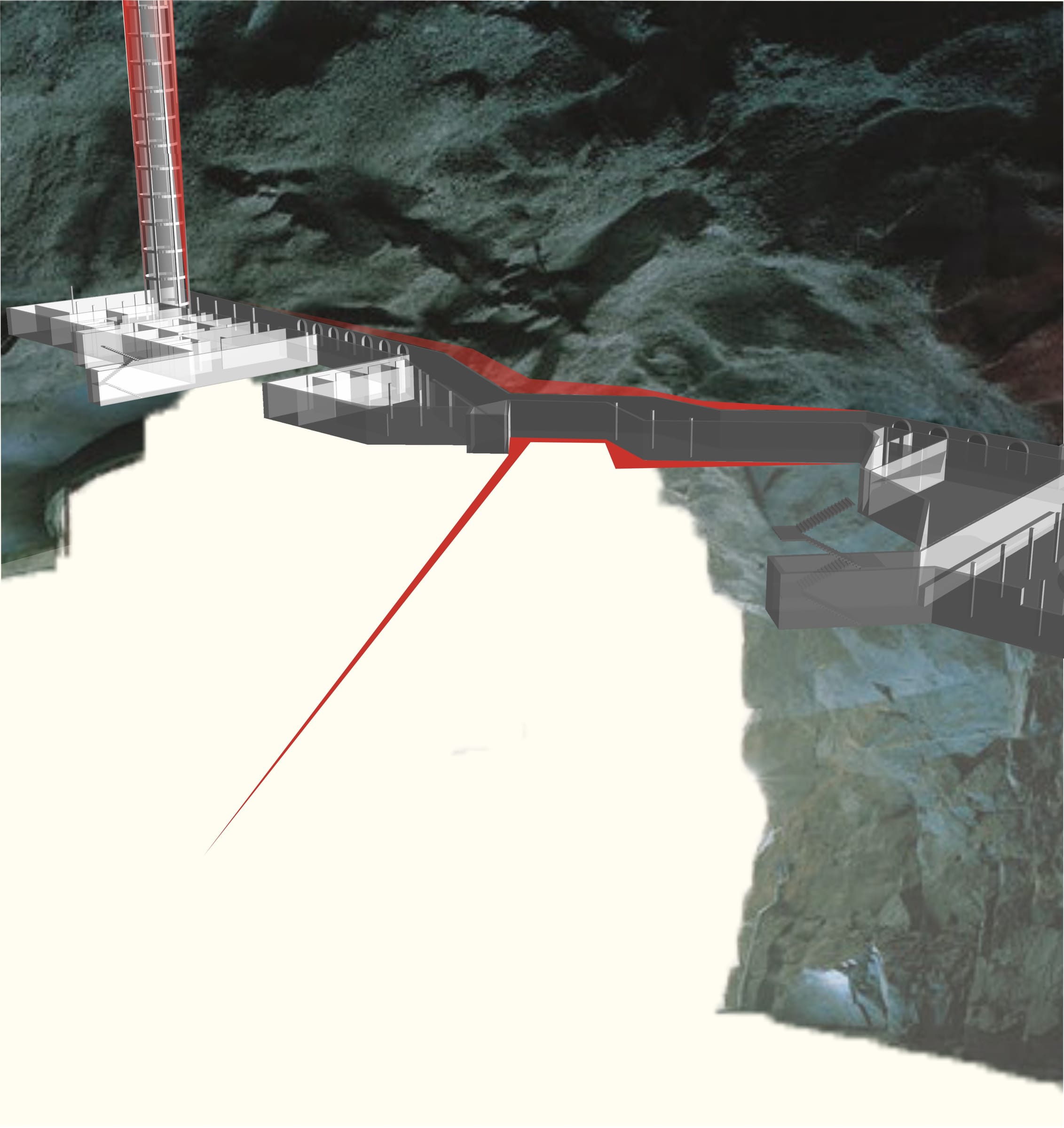 Collage of the walkway over the rock