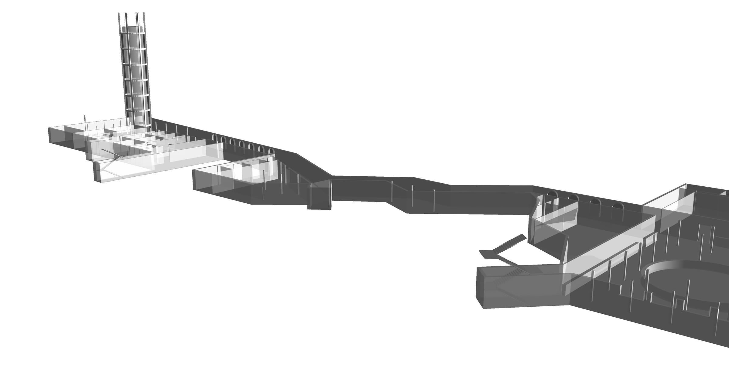 Render of the passage to the tower