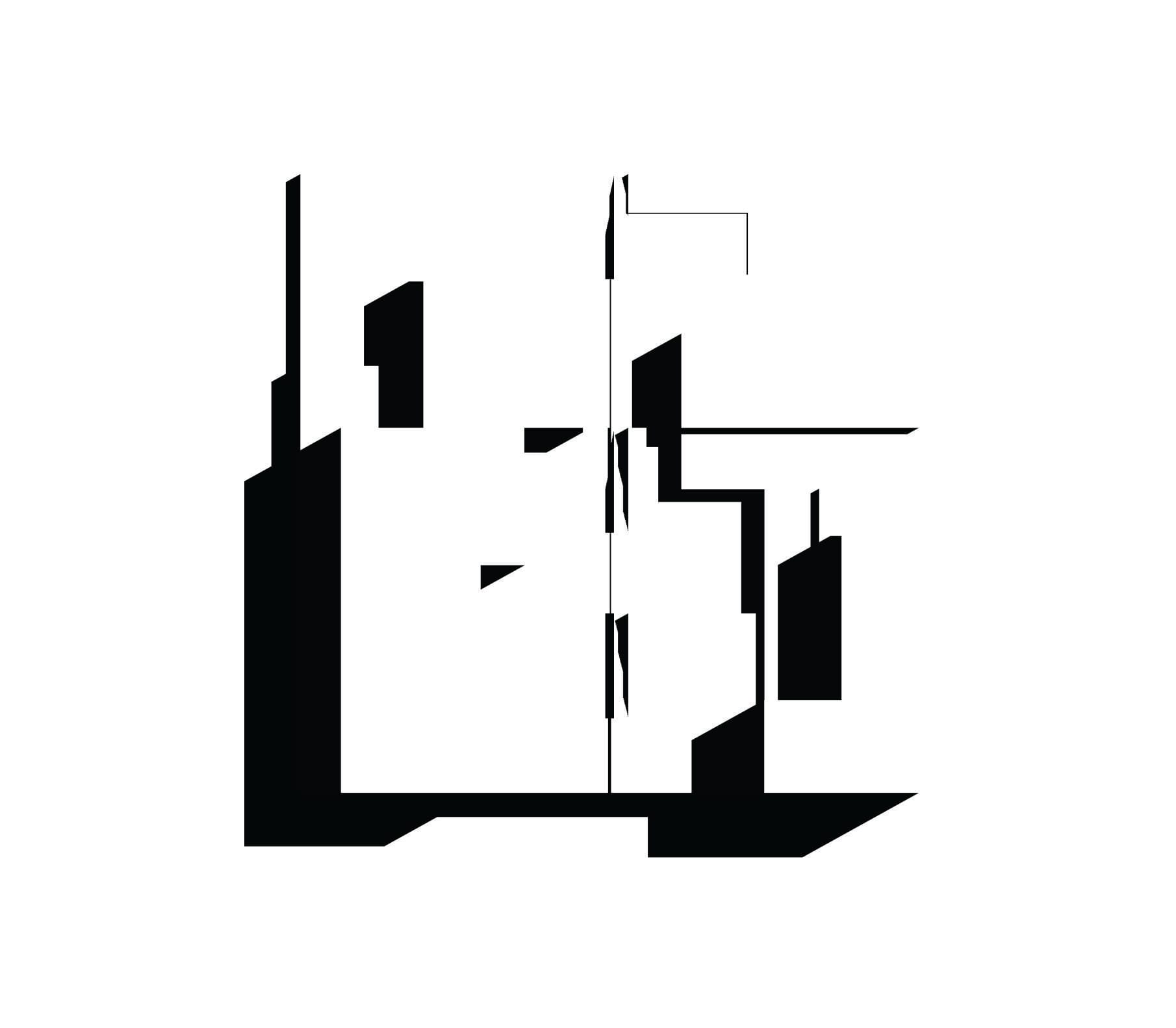 Figure-ground composition in black and white