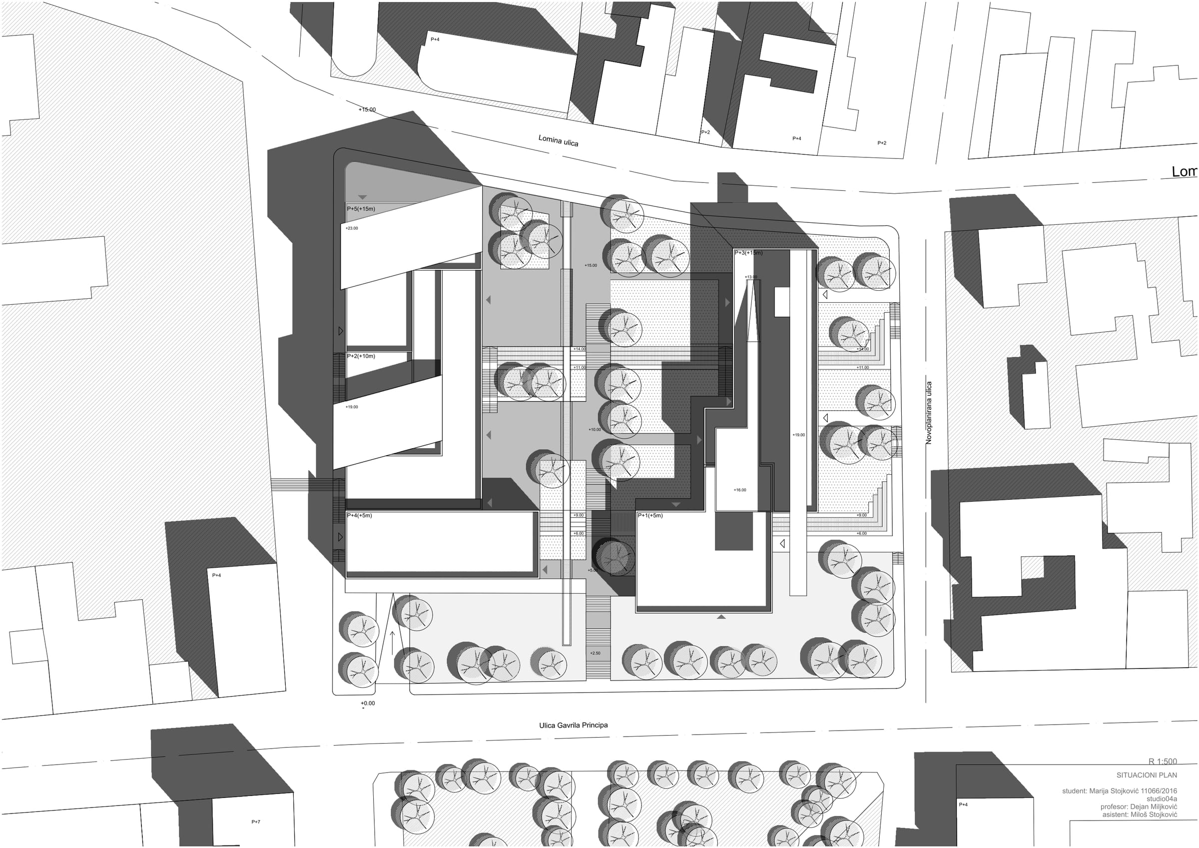Site plan of Terazije with the terrace