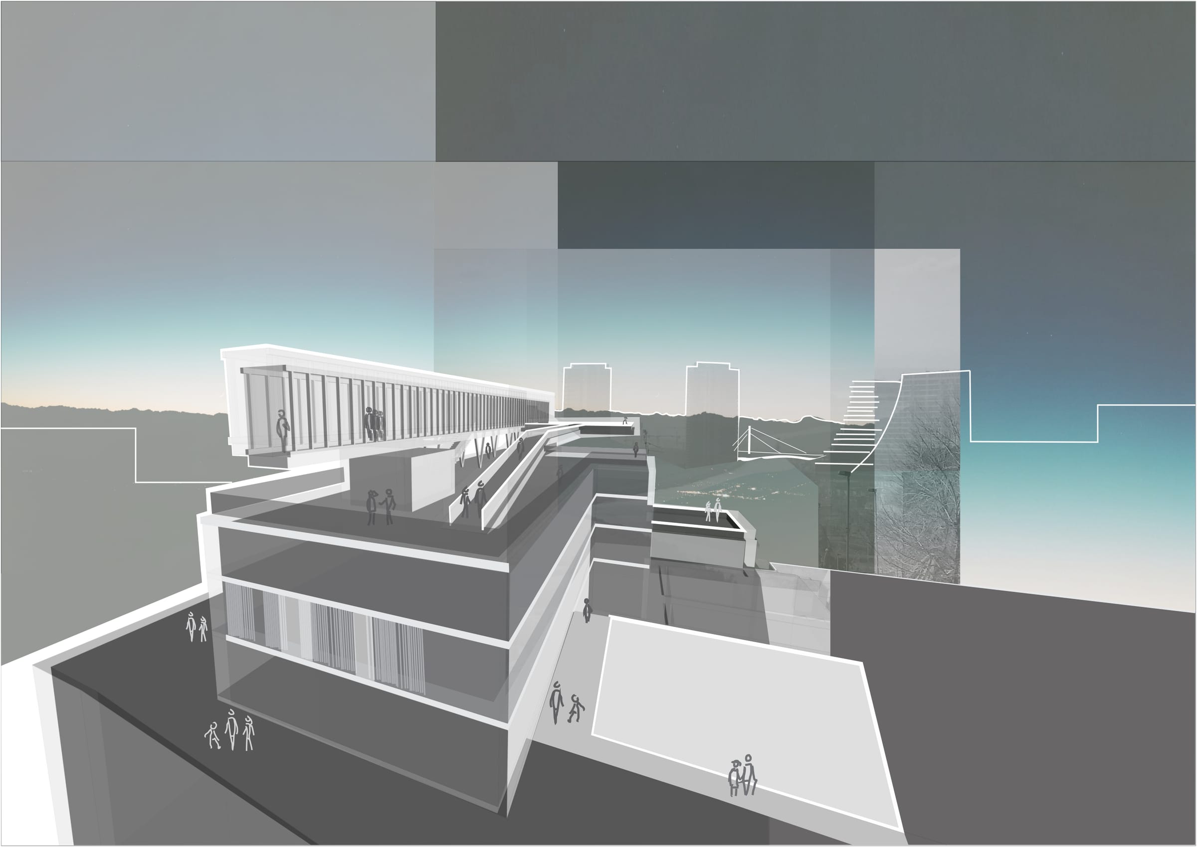 Render of the building from the street